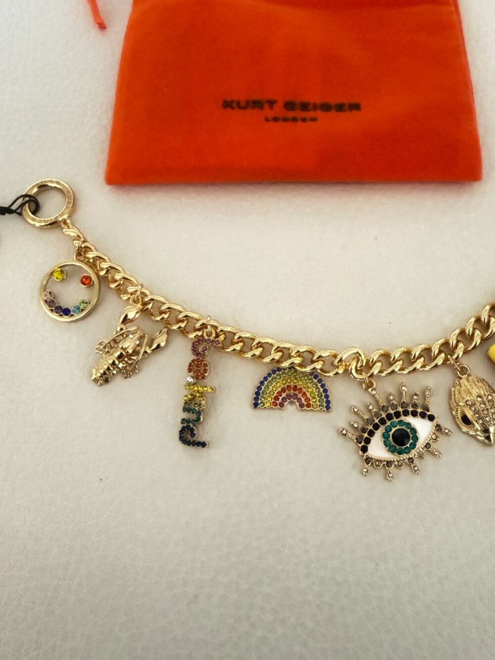 NWT KURT GEIGER LONDON MULTI CHARMS BRACELET W DUST BAG - Picture 4 of 6